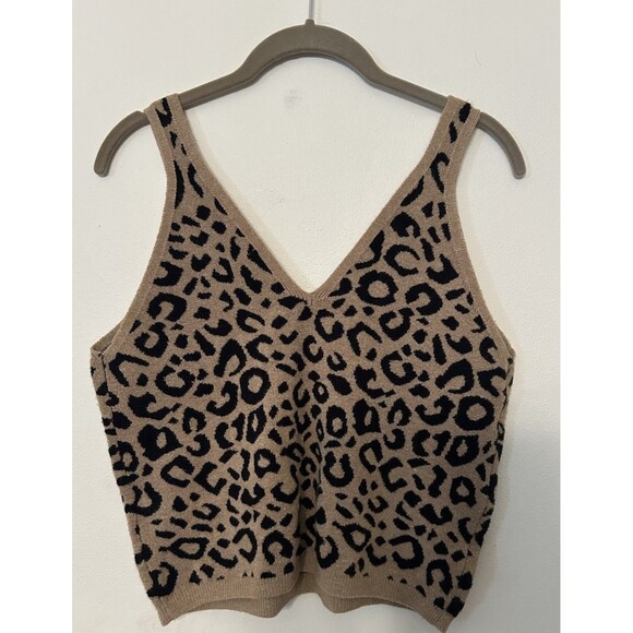Abercrombie & Fitch Knit Tank V Neck Cheetah Print Crop Size XL - Picture 2 of 7